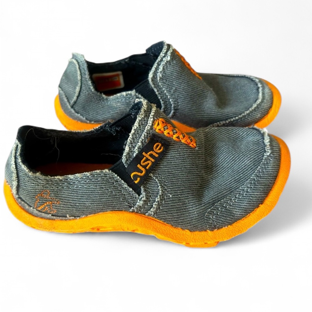 Cushe Kids' Denim and Bright Orange Sneakers